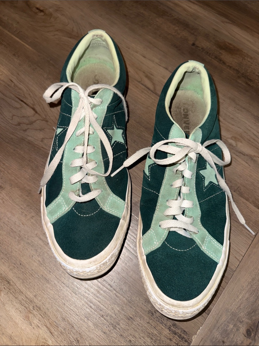 Converse Two-Tone Green Suede Sneakers